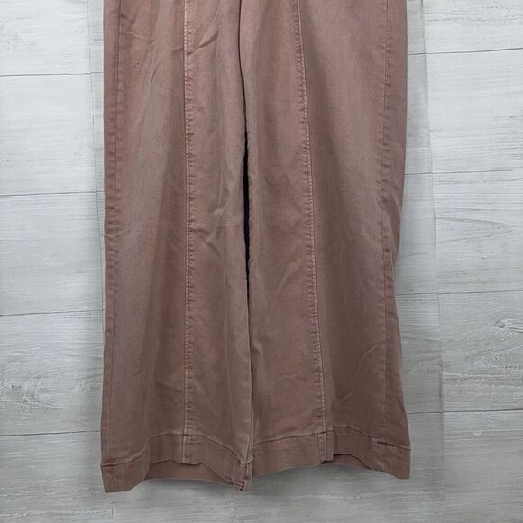 PAIGE Anessa Long Sleeve Jumpsuit Women 4 Pink Wide Leg Crop Belted High Rise - Picture 6 of 16